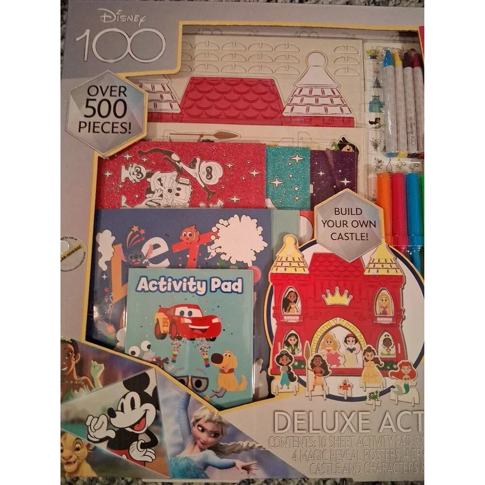 Disney Deluxe Activity Set 500 Pieces Glitter Posters Markers Crayons Stickers